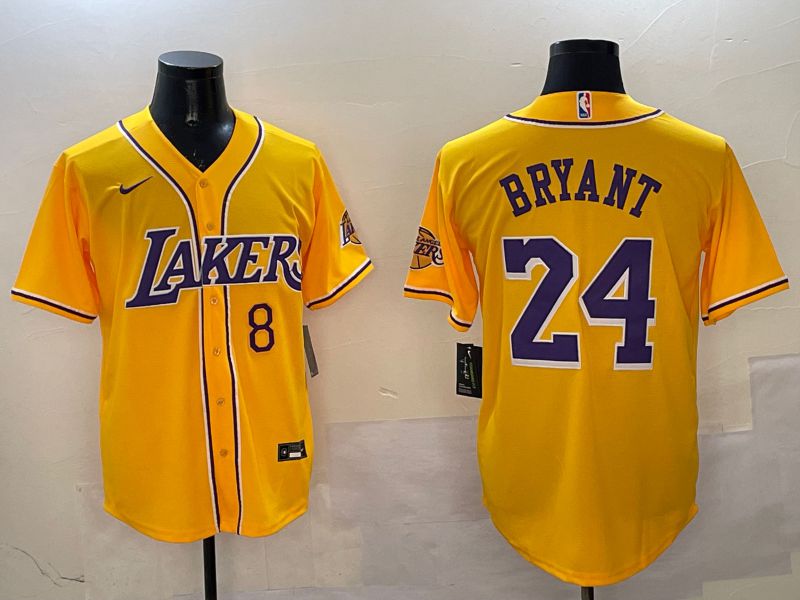 Men Los Angeles Lakers #24 Bryant Yellow Joint Name Nike 2025 NBA Jersey style 13